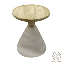 Βοηθητικό τραπέζι Spello Inart white wash-φυσικό μασίφ mango ξύλο Φ38x46εκ 297-000009