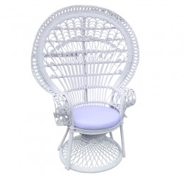 Πολυθρόνα Dorothy Inart με λευκό μαξιλάρι-λευκό rattan 115x57x150εκ 314-000001