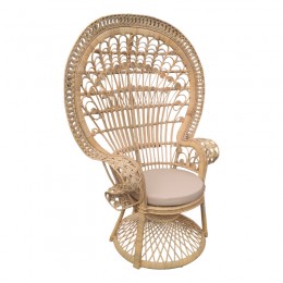 Πολυθρόνα Dorothy Inart με μπεζ μαξιλάρι-φυσικό rattan 115x57x150εκ 314-000002