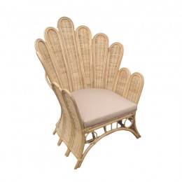 Πολυθρόνα Fragia Inart με μπεζ μαξιλάρι-φυσικό rattan 103x90x120εκ 314-000004