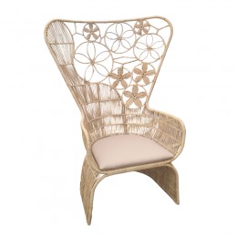 Πολυθρόνα Jake Inart με μπεζ μαξιλάρι-φυσικό rattan 110x82x145εκ 314-000005