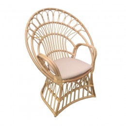 Πολυθρόνα Boloni Inart με μπεζ μαξιλάρι-φυσικό rattan 100x67x120εκ 314-000006
