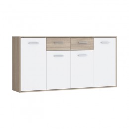 Μπουφές Drepen pakoworld μελαμίνη σε λευκό και sonoma χρώμα 162.3x34.2x81.7εκ 318-000022