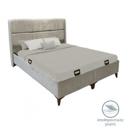 Κρεβάτι διπλό Serene pakoworld με αποθηκευτικό χώρο μπεζ ύφασμα 160x200εκ 323-000001