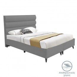 Κρεβάτι διπλό Luxe pakoworld με αποθηκευτικό χώρο γκρι ύφασμα 160x200εκ 323-000004