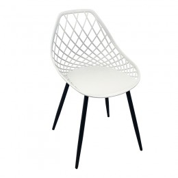 Καρέκλα Suan pakoworld pp σε λευκή απόχρωση και μαύρο μεταλλικό πόδι 56x49x82εκ