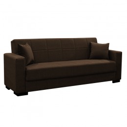 Καναπές-κρεβάτι με αποθηκευτικό χώρο τριθέσιος Vox pakoworld καφέ ύφασμα 215x85x80εκ 328-000011