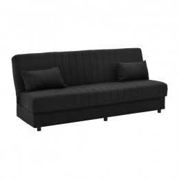 Καναπές-κρεβάτι με αποθηκευτικό χώρο τριθέσιος Romina pakoworld μαύρο ύφασμα 190x85x90εκ 328-000026
