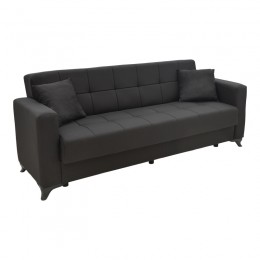 Καναπές-κρεβάτι με αποθηκευτικό χώρο τριθέσιος Modestole pakoworld μαύρο ύφασμα 215x85x80εκ 328-000029