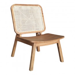 Καρέκλα Viborg pakoworld φυσικό teak ξύλο-φυσικό rattan 60x75x87εκ 335-000003