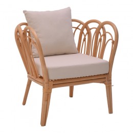 Πολυθρόνα Tania pakoworld φυσικό rattan-λευκό μαξιλάρι 76x76x76εκ 335-000012