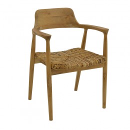 Πολυθρόνα Denverone pakoworld φυσικό teak ξύλο και banana rope 57x54x79εκ 336-000006