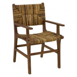 Πολυθρόνα Refane pakoworld φυσικό teak ξύλο-banana σχοινί 55x60x85εκ 336-000008