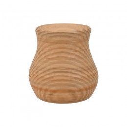 Σκαμπό Bulaten Inart rattan σε φυσική απόχρωση Φ45x45εκ 337-000046