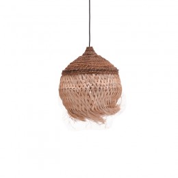 Φωτιστικό οροφής Fiorine Inart abaca σε φυσικό χρώμα Φ35x45εκ