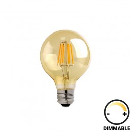 Λαμπτήρας LED G125 Bulb pakoworld dimmable 8W E27 amber 342-000074