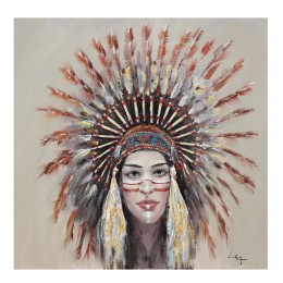 Indian Girl Handmade Πίνακας 90x90x3,5cm