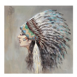 Indian Lady Handmade Πίνακας 90x90x3,5cm