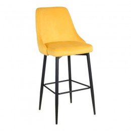 Σκαμπό μπαρ Zedna pakoworld κίτρινο βελούδο με μαύρα μεταλλικά πόδια 52x57x111εκ