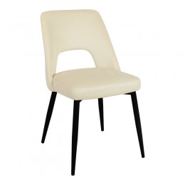 Καρέκλα Murde pakoworld μπεζ βελούδο και μεταλλικά πόδια σε μαύρη απόχρωση 48.5x61x89εκ