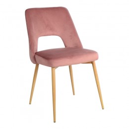 Καρέκλα Murde pakoworld σάπιο μήλο βελούδο και μεταλλικά πόδια σε φυσική απόχρωση 48.5x61x89εκ