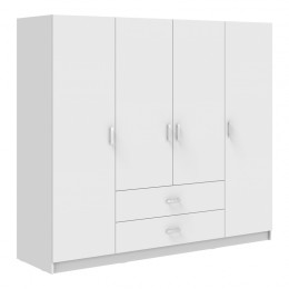 Ντουλάπα τετράφυλλη Royal pakoworld με συρτάρια λευκό 200x58x177εκ