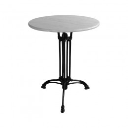 Τραπέζι μαρμάρινο Bastile pakoworld μαντέμι σε λευκή-μαύρη απόχρωση Φ70x71.8εκ