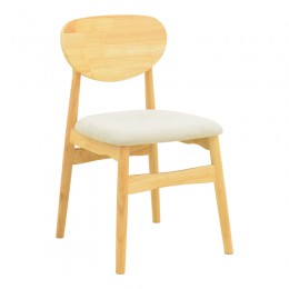 Καρέκλα Cardith pakoworld rubberwood-plywood σε φυσική απόχρωση-ύφασμα γκρι-μπεζ 48x51x78εκ