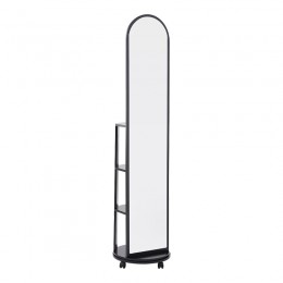 Καθρέπτης τροχήλατος Espero pakoworld mdf με ράφια σε μαύρη απόχρωση Φ34x170εκ