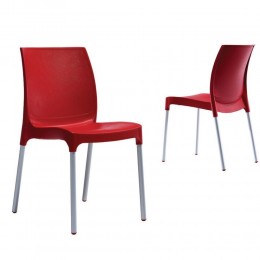 Norman Καρέκλα 42x58x84 (45) cm Polypropylene-Αλουμίνιο Κόκκινο 386-1335