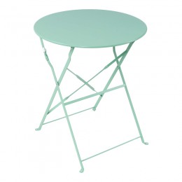 Τραπεζι Bistro pakoworld μεταλλικό αναδιπλούμενο σε μέντα απόχρωση Φ60x71εκ