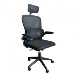 Καρέκλα γραφείου Recko pakoworld ύφασμα mesh σε μαύρη απόχρωση 56x62x116-125εκ