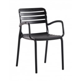 Notte πολυθρόνα pp BLACK στοιβαζόμενη 56x56x82(47)cm 