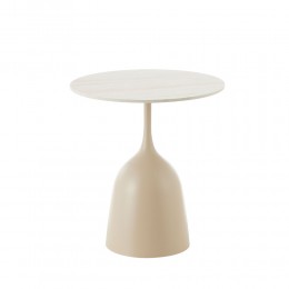 EARTH COFFEE TABLE BEIGE ΜΕ ΟΨΗ ΜΑΡΜΑΡΟΥ 50x50x54.5cm