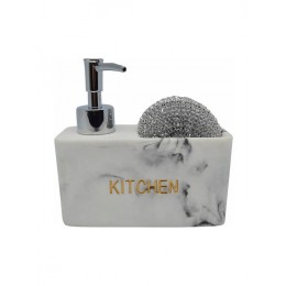 DISPENSER ΜΕ ΘΗΚΗ ΑΣΠΡΟ ΜΑΡΜΑΡΟ 14,5x6x14cm 794195