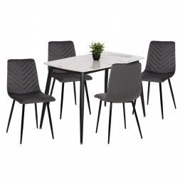 ΣΕΤ ΤΡΑΠΕΖΑΡΙΑΣ 5ΤΜΧ LATRELL HM21192 ΤΡΑΠΕΖΙ ΚΕΡΑΜΙΚΟ TOP-ΒΕΛΟΥΔΟ ΓΚΡΙ ΚΑΡΕΚΛΕΣ