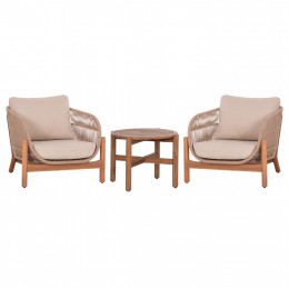 LOUNGE ΣΕΤ SANJI HM21214 ΤΡΑΠΕΖΙ & 2 ΠΟΛΥΘΡΟΝΕΣ--ΞΥΛΟ ΑΚΑΚΙΑΣ-ΑΛΟΥΜΙΝΙΟ-ΣΧΟΙΝΙ