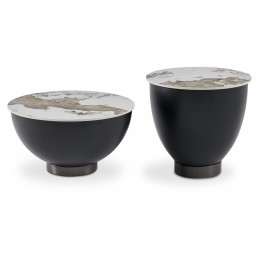 ΣΕΤ 2 ΤΡΑΠΕΖΙΑ ΣΑΛΟΝΙΟΥ ERIDANO SM21216 ΜΕΤΑΛΛΟ ΜΑΥΡΟ-SINTERED STONE PANDORA