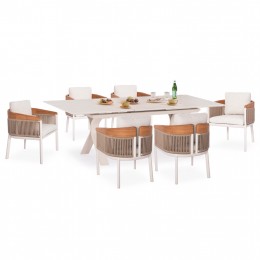 ΣΕΤ ΤΡΑΠΕΖΑΡΙΑΣ 7TMX ANDROMEDA (L) SM21245 ΑΛΟΥΜΙΝΙΟ-SINTERED STONE ΜΠΕΖ & ΕΚΡΟΥ