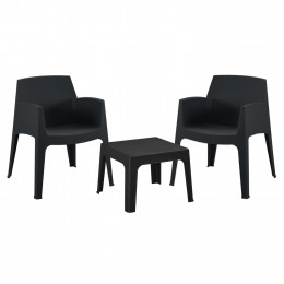 ΣΕΤ LOUNGE ΠΟΛΥΠΡΟΠΥΛΕΝΙΟΥ SLEEK HM21267.02 ΤΡΑΠΕΖΑΚΙ & 2 ΠΟΛΥΘΡΟΝΕΣ-ΜΑΥΡΟ