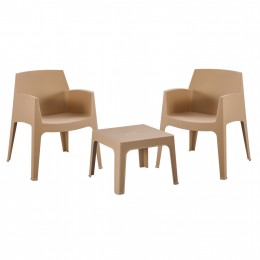 ΣΕΤ LOUNGE ΠΟΛΥΠΡΟΠΥΛΕΝΙΟΥ SLEEK HM21267.03 ΤΡΑΠΕΖΑΚΙ & 2 ΠΟΛΥΘΡΟΝΕΣ-ΚΑΠΟΥΤΣΙΝΟ