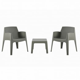 ΣΕΤ LOUNGE ΠΟΛΥΠΡΟΠΥΛΕΝΙΟΥ SLEEK HM21267.05 ΤΡΑΠΕΖΑΚΙ & 2 ΠΟΛΥΘΡΟΝΕΣ-DARK OLIVE GREEN