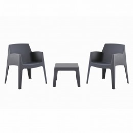 ΣΕΤ LOUNGE ΠΟΛΥΠΡΟΠΥΛΕΝΙΟΥ SLEEK HM21267.10 ΤΡΑΠΕΖΑΚΙ & 2 ΠΟΛΥΘΡΟΝΕΣ-ΓΚΡΙ