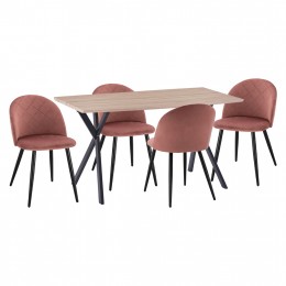 ΣΕΤ ΤΡΑΠΕΖΑΡΙΑΣ 5ΤΜΧ ALARICK HM21277 MDF TOP-ΒΕΛΟΥΔΟ ΣΑΠΙΟ ΜΗΛΟ & ΜΕΤΑΛΛΟ ΜΑΥΡΟ