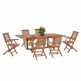 ΣΕΤ ΤΡΑΠΕΖΑΡΙΑΣ CRANDER HM21288 ΤΡΑΠΕΖΙ & 6 ΠΟΛΥΘΡΟΝΕΣ ΠΤΥΣΣΟΜΕΝΕΣ-ΤΕΑΚ