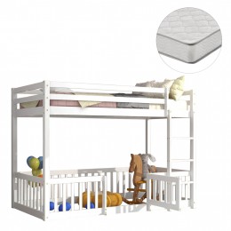 ΚΟΥΚΕΤΑ ΠΑΙΔΙΚΗ ΜΕ ΠΑΡΚΑΚΙ PLAYKID HM21312.01 ΞΥΛΟ ΠΕΥΚΟΥ ΛΕΥΚΟ--ME ΣΤΡΩΜΑ 90x190εκ