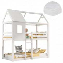 ΚΟΥΚΕΤΑ ΠΑΙΔΙΚΗ ΜΕ 2 ΣΤΡΩΜΑΤΑ HOOD HM21314.01 ΞΥΛΟ ΠΕΥΚΟΥ ΛΕΥΚΟ--ΣΤΡΩΜΑΤΑ 90x190εκ