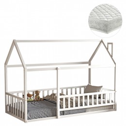 ΚΡΕΒΑΤΙ ΠΑΙΔΙΚΟ ΜΕ ΣΤΡΩΜΑ HOUSER HM21315.01 ΞΥΛΟ ΠΕΥΚΟΥ ΣΕ ΛΕΥΚΟ--ΣΤΡΩΜΑ 90x190εκ