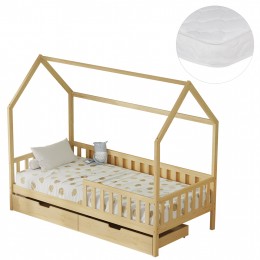 ΚΡΕΒΑΤΙ ΠΑΙΔΙΚΟ ΜΕ ΣΥΡΤΑΡΙΑ PHYLLIS HM21324 ΞΥΛΟ ΠΕΥΚΟΥ ΦΥΣΙΚΟ--ΜΕ ΣΤΡΩΜΑ 90x190εκ