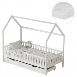 ΚΡΕΒΑΤΙ ΠΑΙΔΙΚΟ ΜΕ ΣΥΡΤΑΡΙΑ PHYLLIS HM21324.01 ΞΥΛΟ ΠΕΥΚΟΥ ΛΕΥΚΟ--ΜΕ ΣΤΡΩΜΑ 90x190εκ